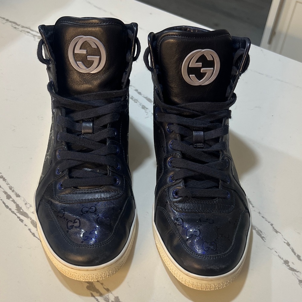 Gucci Black and Blue High-Top Sneakers size Men’s 8 UK (Run like 10 US)